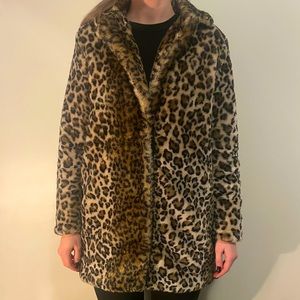 Plush Faux Fur Leopard Coat